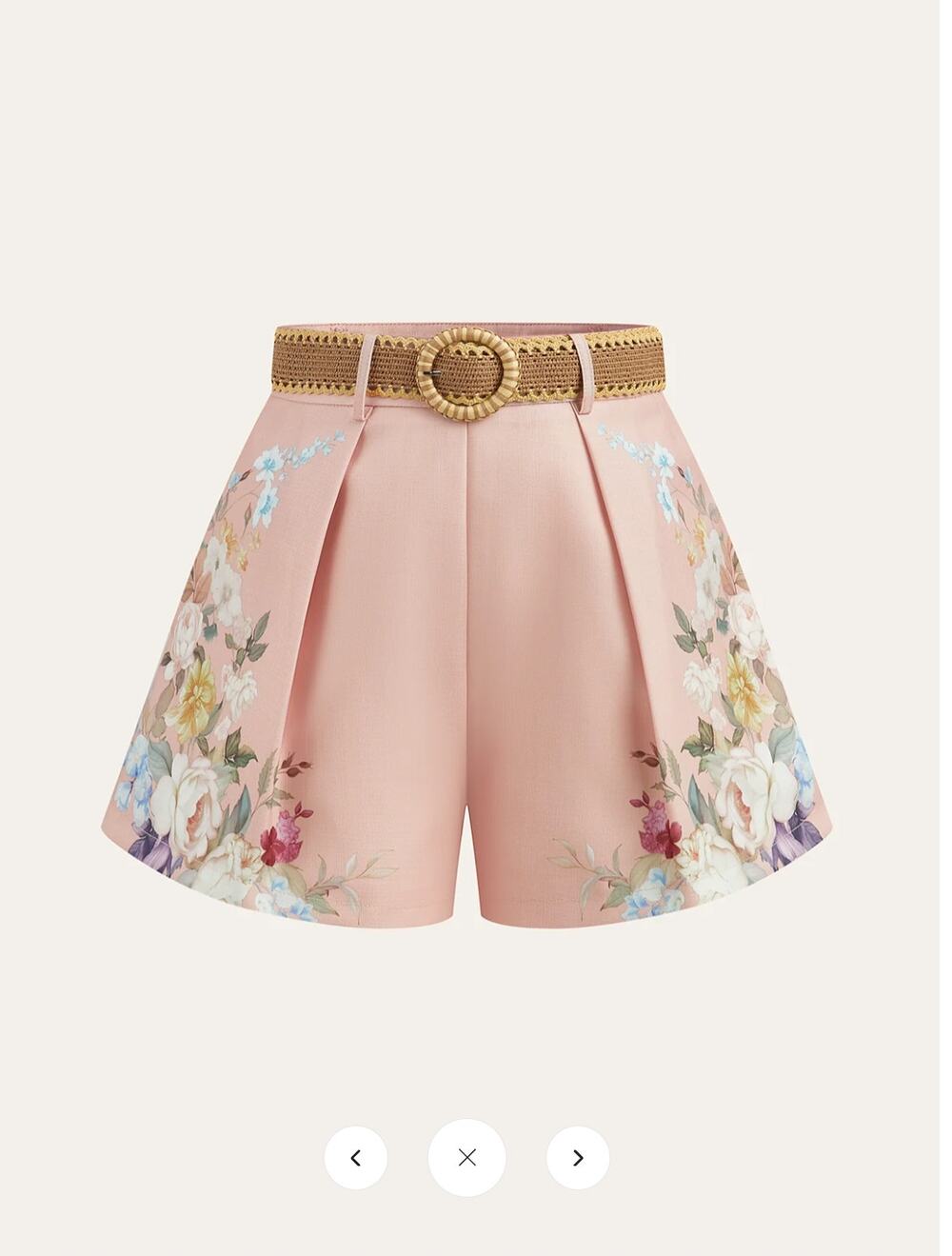 NWT Commense Floral Printed Belted Mid-Waist Shorts Sz XL